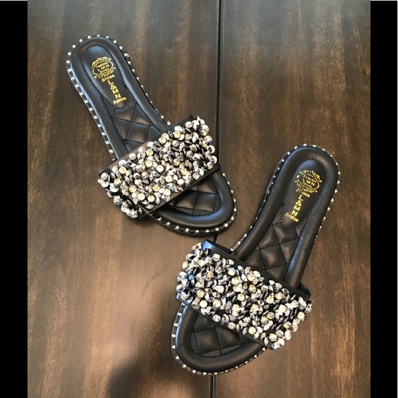 L&MN Shoes - NEW L&MN Black Bling Slides